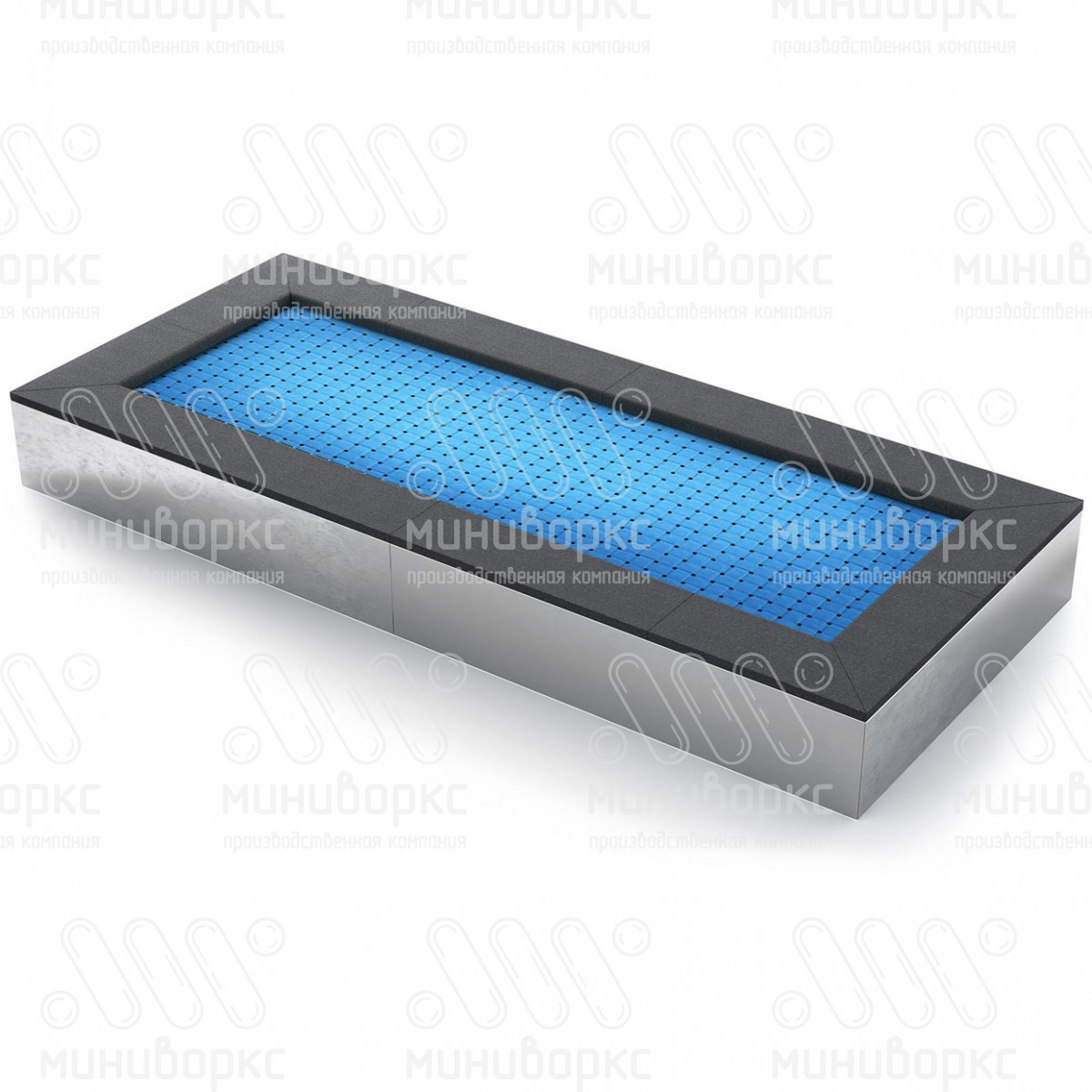 Батут прямоугольной формы, антивандальный, встраиваемый, для детских площадок, цвет черный/красный – T3000-3020/9005 - 3