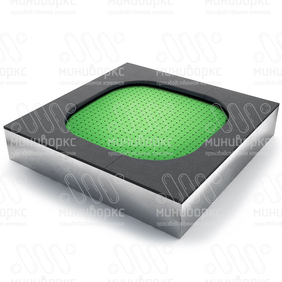 Батут квадратной формы, антивандальный, встраиваемый, для детских площадок, цвет черный/желтый – SL1500-1018/9005 - 4