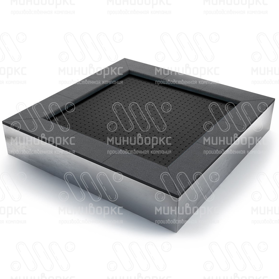 Батут квадратной формы, антивандальный, встраиваемый, для детских площадок, цвет черный/черный – S1500-9005/9005 - 1