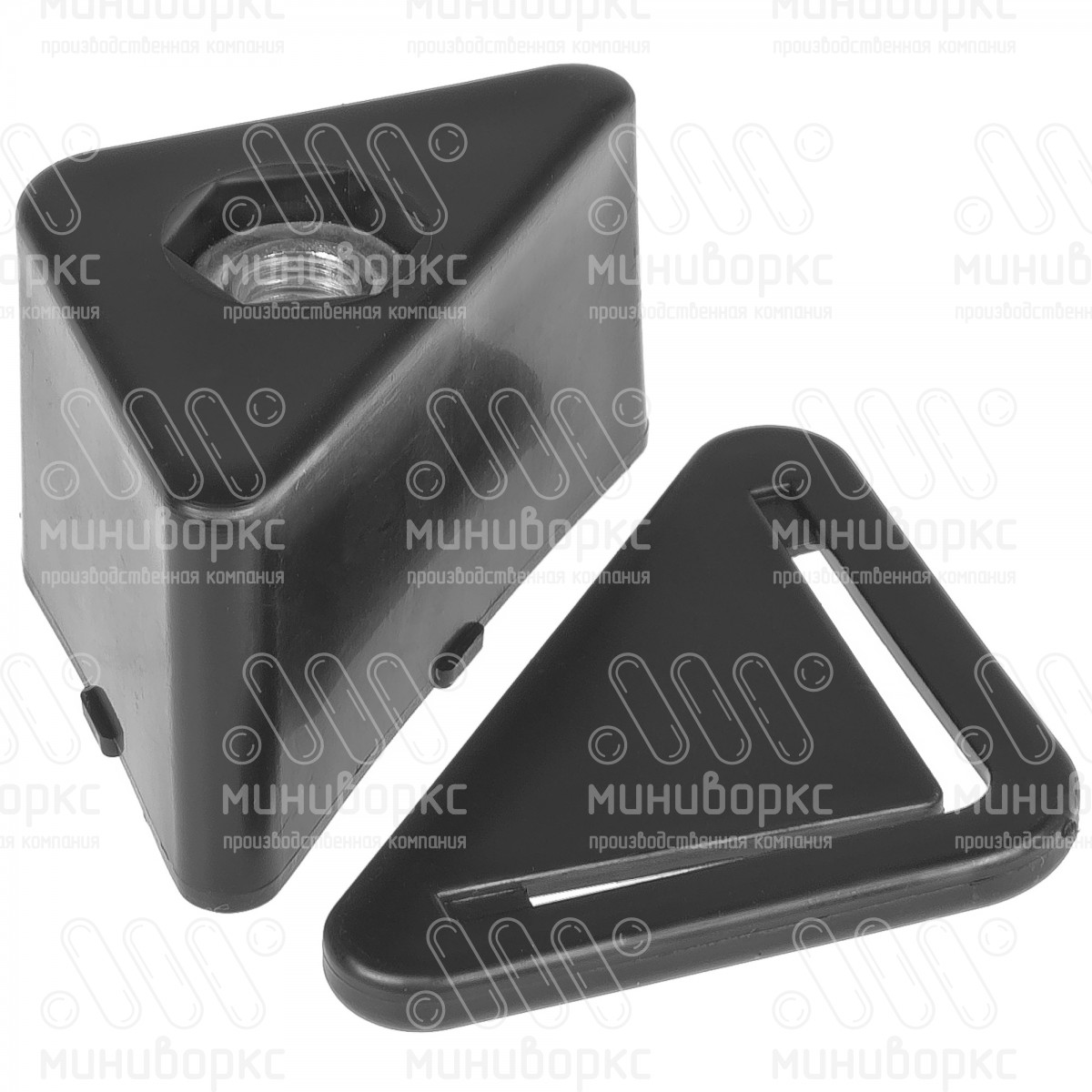 Комплект опоры под уголок 38х38, 40х40 мм и опоры с основанием Ø40 мм, под ключ 22 , цвет черный – U40-40M10.D40x40 - 7